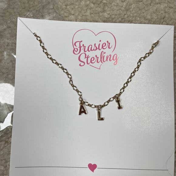 Frasier Sterling Gold ALI Letter Name Necklace Dainty Personalized Chain New NWT - Picture 2 of 6